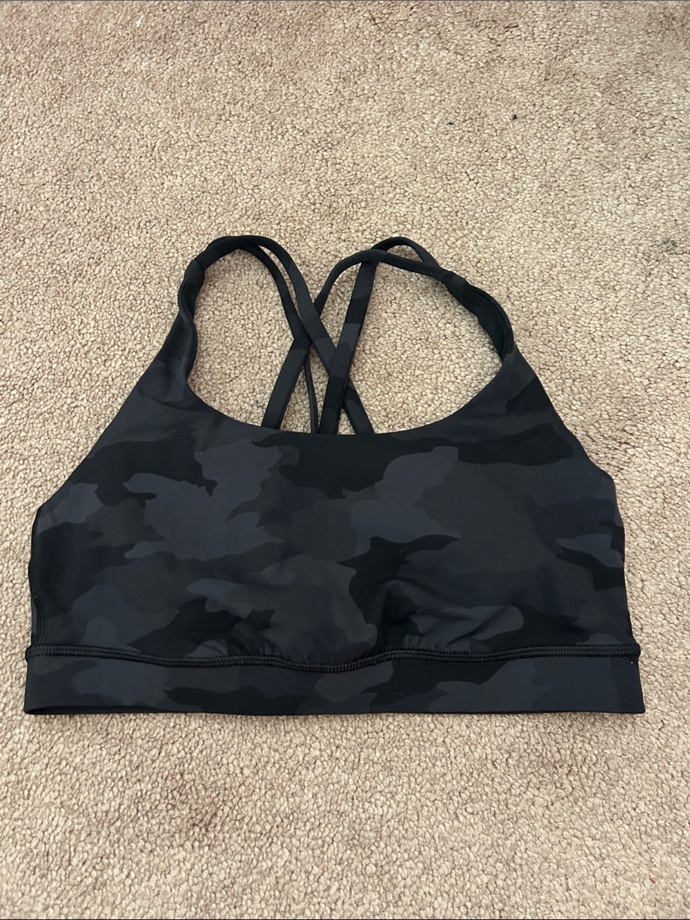 lululemon athletica Black Camo Strappy Sports Bra